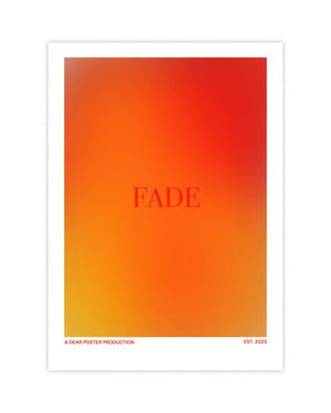 Flaming Fade minimalist Danish art poster with soft red gradients on enhanced matte paper