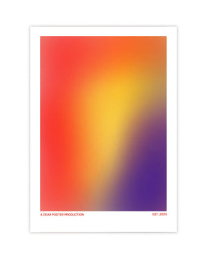 Three Color Fade minimalist Danish art poster with soft red, yellow and purple gradients on enhanced matte paper