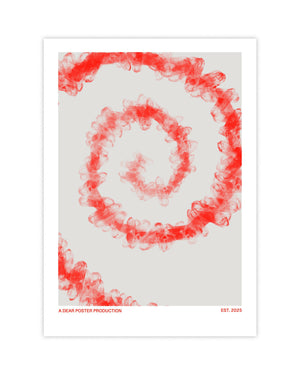 Red Spiral Timeline minimalist Danish art poster with inclusive red spiral on enhanced matte paper