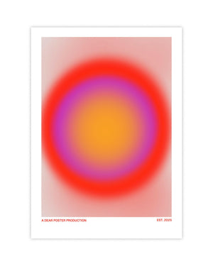 Ring of Trouble minimalist Danish art poster with soft red, purple and yellow gradients on enhanced matte paper