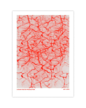 Toxic Soil minimalist Danish art poster with colorful red cracks on enhanced matte paper