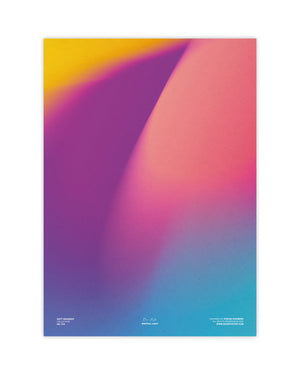 Wistful Light minimalist Danish art poster with soft red, purple and yellow gradients on enhanced matte paper